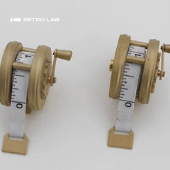 iretrolab Brass Hand-Crank Scroll, Original Vintage Flywheel Mini Tape Measure