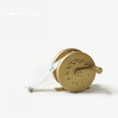 iretrolab Brass Hand-Crank Scroll, Original Vintage Flywheel Mini Tape Measure