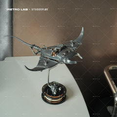 iretrolab Innovative Mechanical Metal Manta Ray Model-Perfect for Decorations and Gifts,Steampunk Style Advanced 3D Kinetic Sculpture kits SD-01