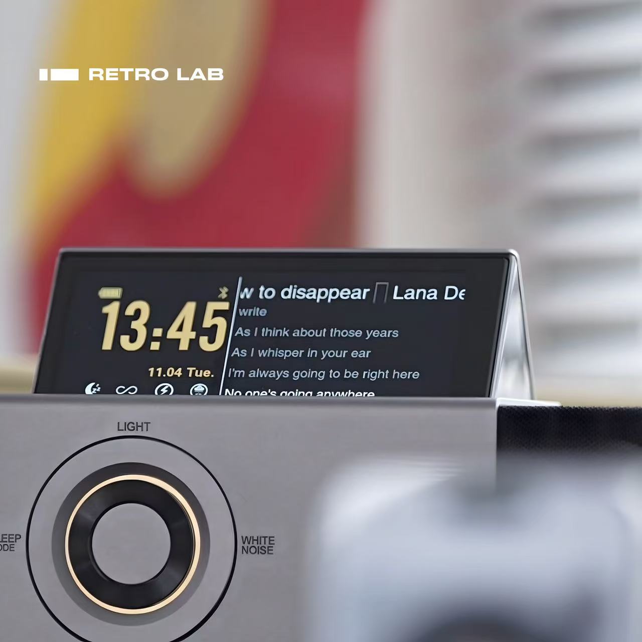 iretrolab Flip-Display Bluetooth Speaker with Lyric Sync, Desk Clock & Ambient Light – Perfect Christmas Gift