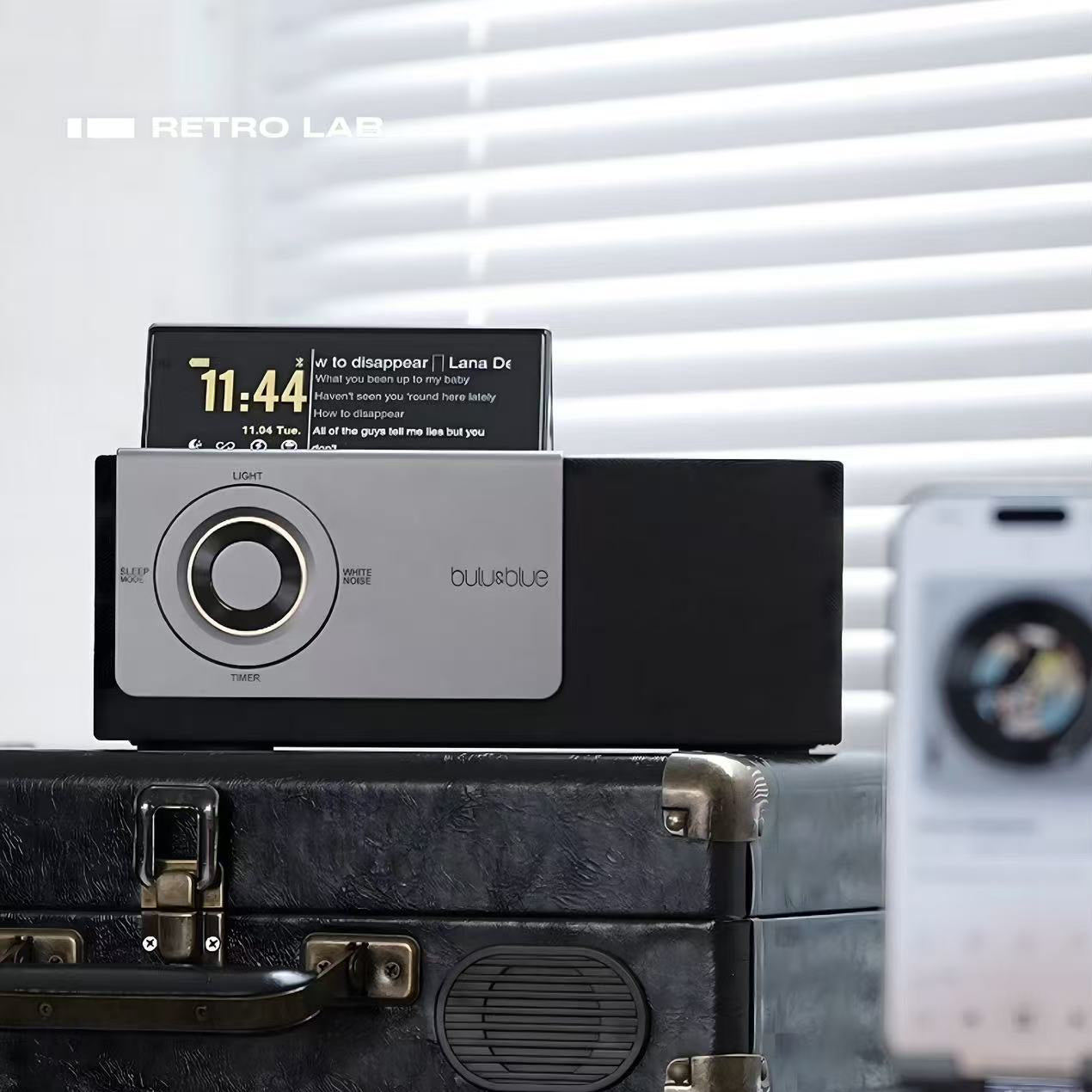 iretrolab Flip-Display Bluetooth Speaker with Lyric Sync, Desk Clock & Ambient Light – Perfect Christmas Gift