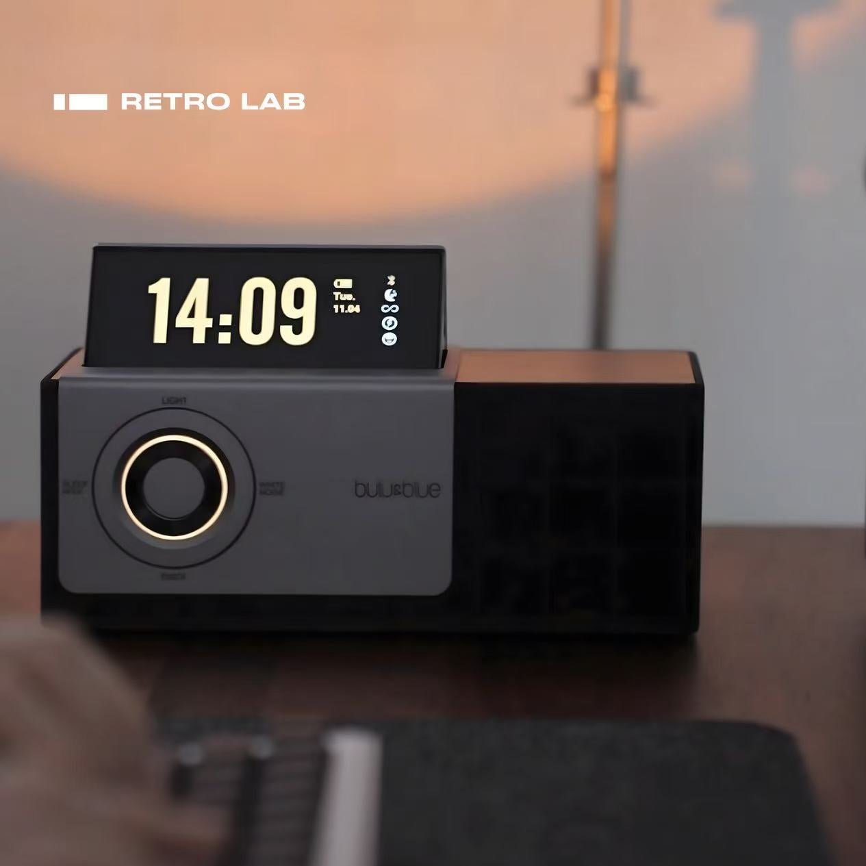 iretrolab Flip-Display Bluetooth Speaker with Lyric Sync, Desk Clock & Ambient Light – Perfect Christmas Gift