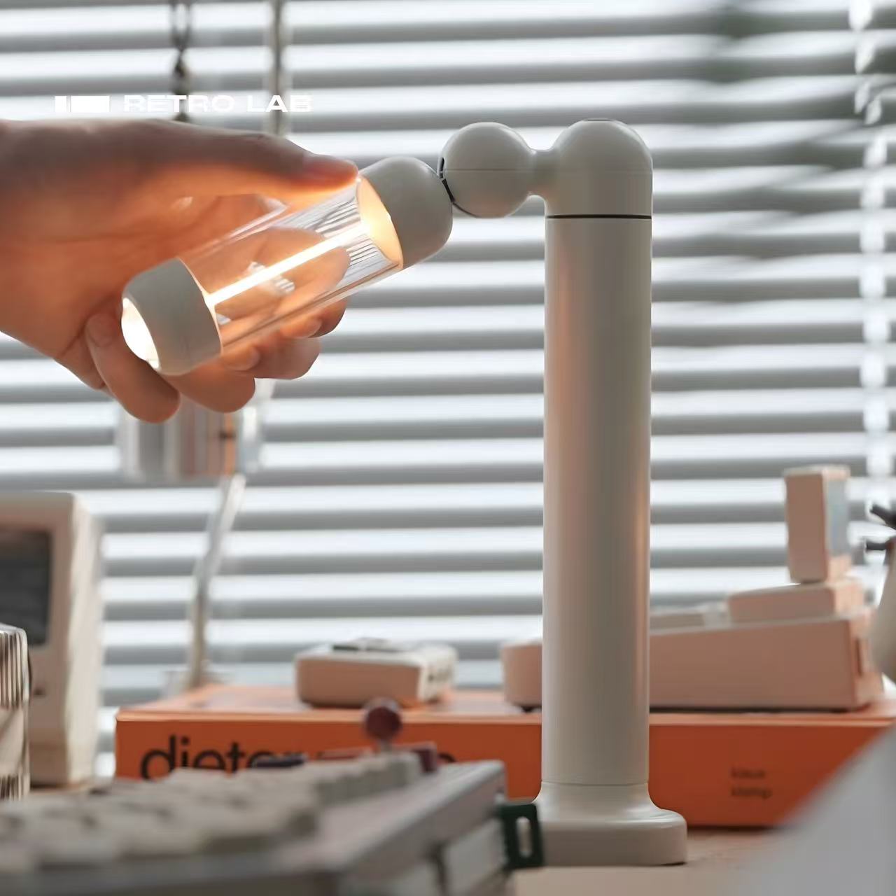 iretrolab Rhino Ambient Table Lamp, Creative Night Light with Rechargeable Design & Multi-Level Dimming