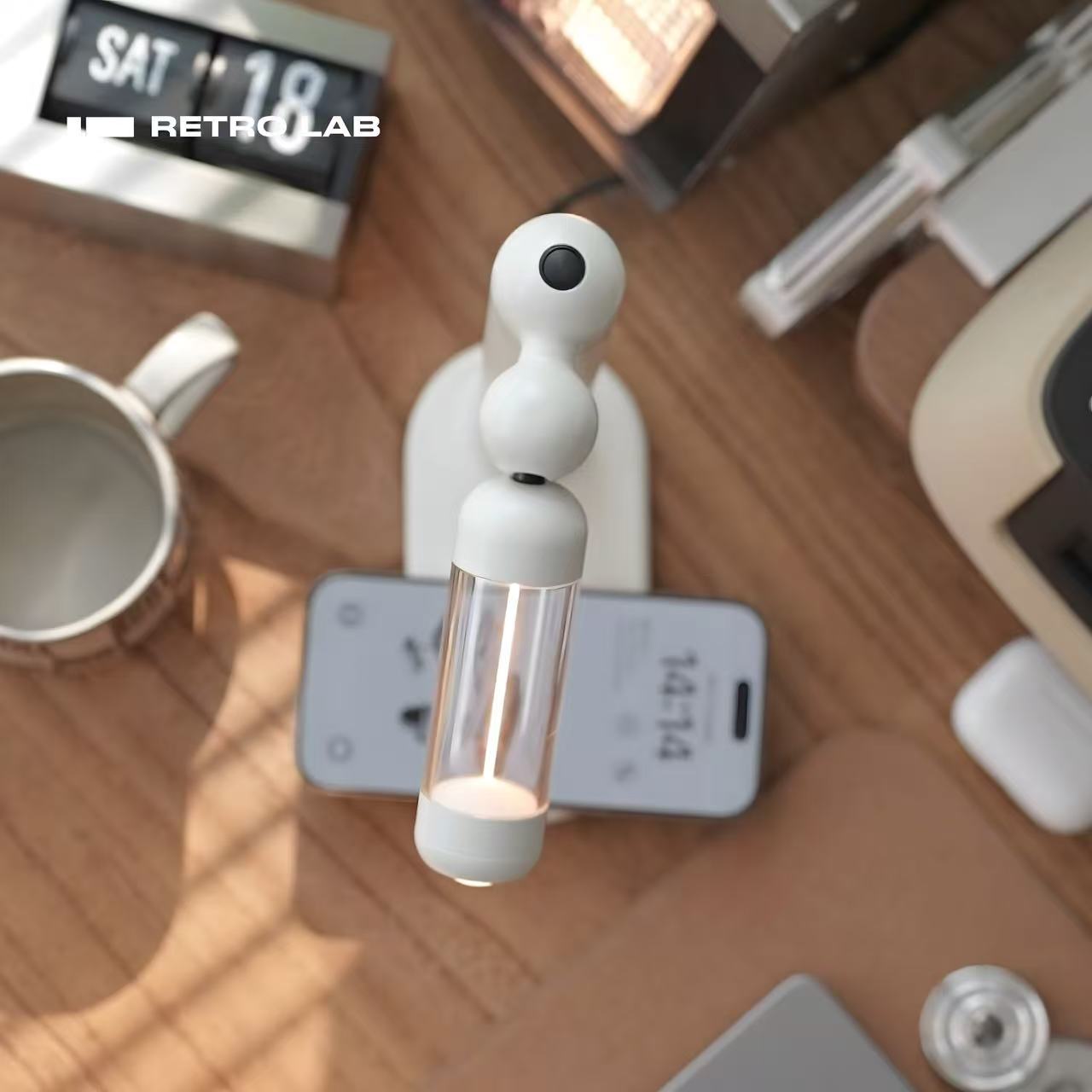 iretrolab Rhino Ambient Table Lamp, Creative Night Light with Rechargeable Design & Multi-Level Dimming