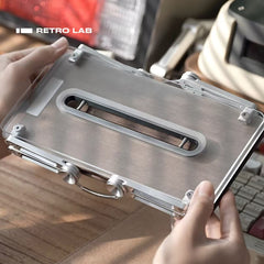 iretrolab Futuristic Walnut & Aluminum Tissue Box for Modern Desks