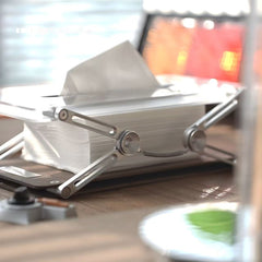 iretrolab Futuristic Walnut & Aluminum Tissue Box for Modern Desks