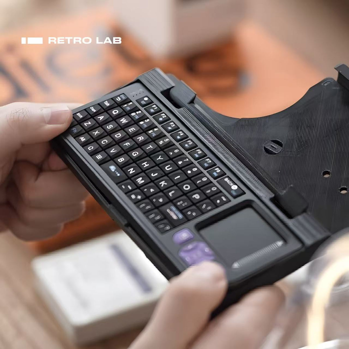 iretrolab Compact Bluetooth Mini Keyboard with Integrated Touchpad & Clip-On Case