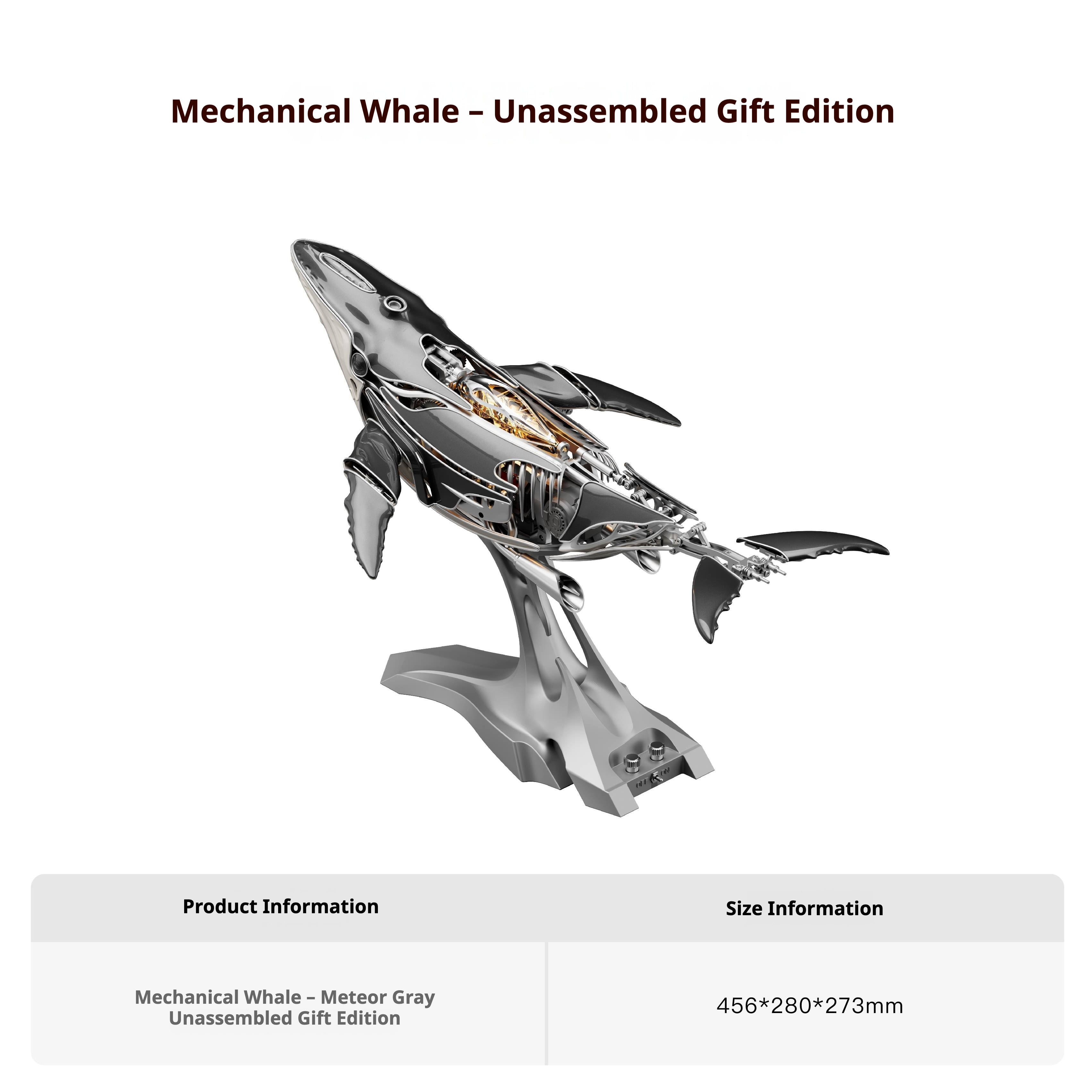 iretrolab Mechanical Metal Humpback Whale Model– Premium Steampunk 3D Metal Art model for Collectors, Decor & Gift Giving-SD-03