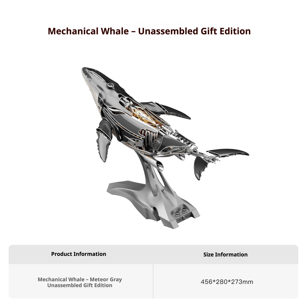 iretrolab Mechanical Metal Humpback Whale Model– Premium Steampunk 3D Metal Art model for Collectors, Decor & Gift Giving-SD-03