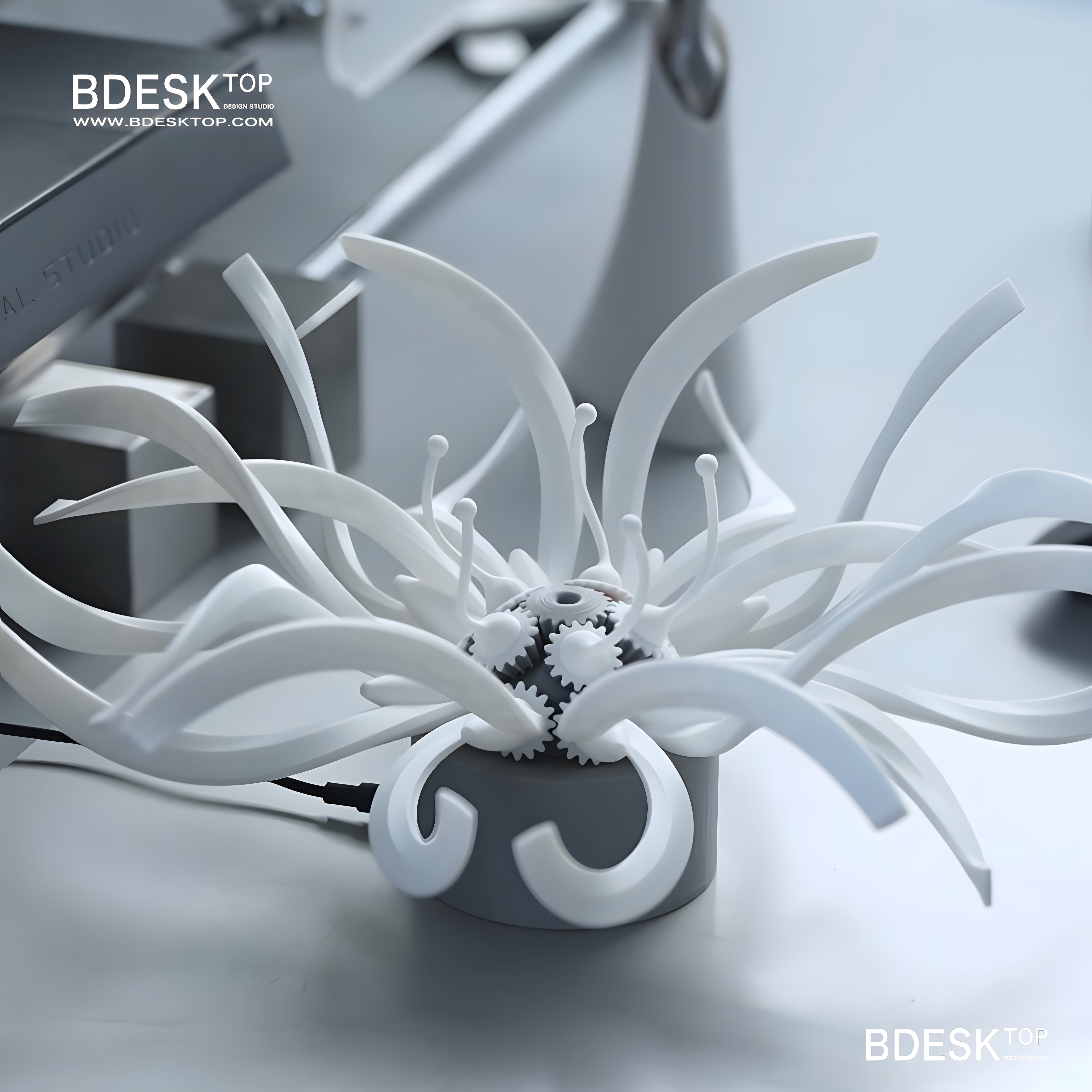 Iretrolab Mechanical Flower Kinetic Sculpture – 3D Printed DIY Creative Desktop Gift