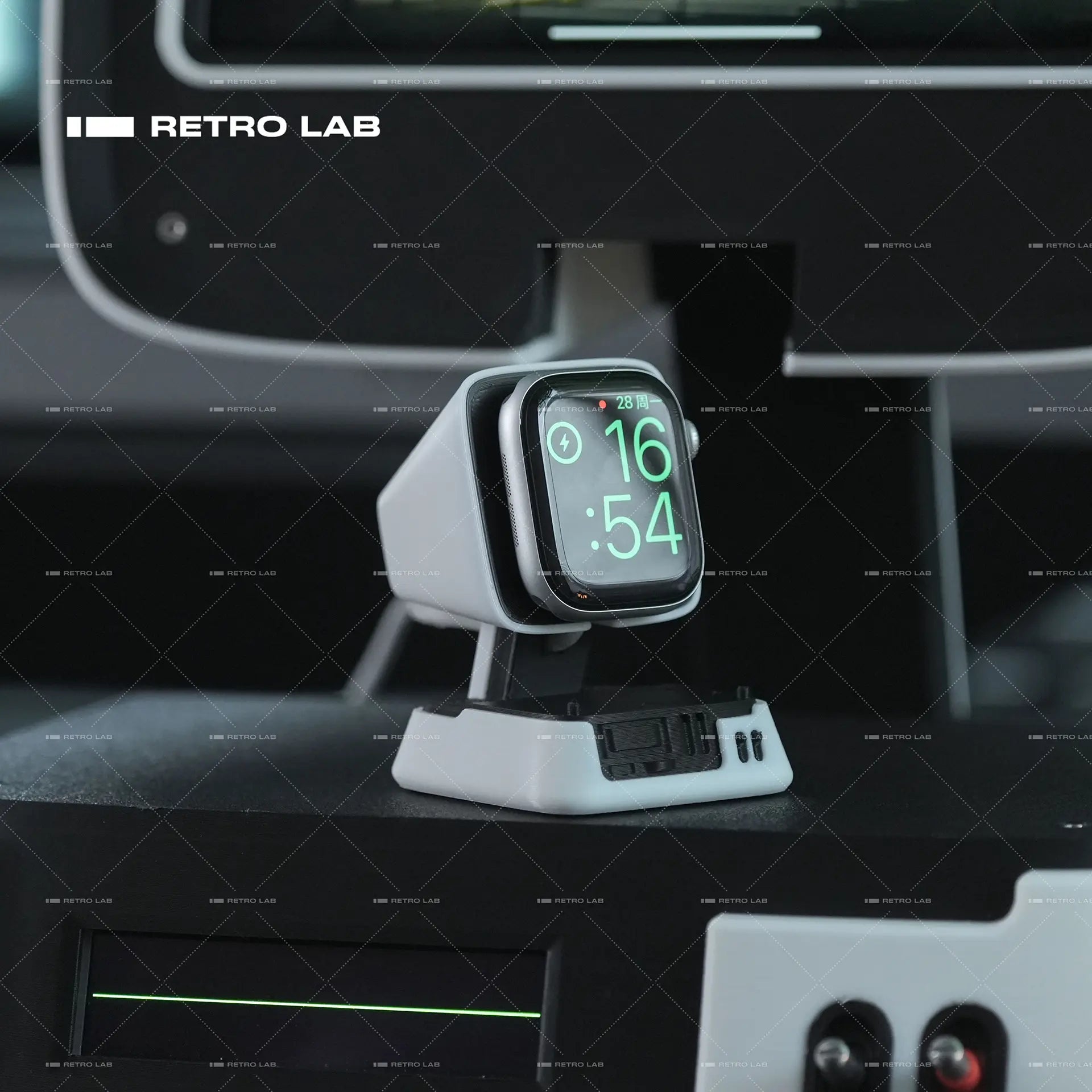Iretrolab 3D-Printed Pyramid Smartwatch Charging Stand – Retro Industrial Desk Holder