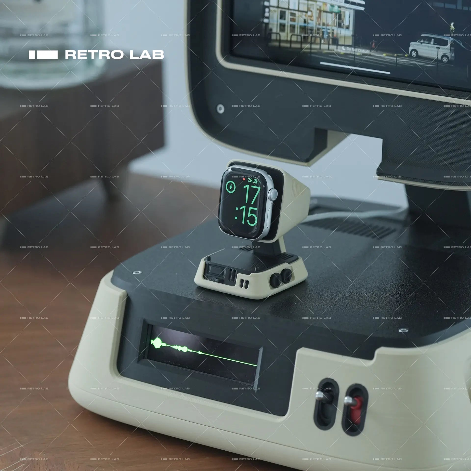Iretrolab 3D-Printed Pyramid Smartwatch Charging Stand – Retro Industrial Desk Holder