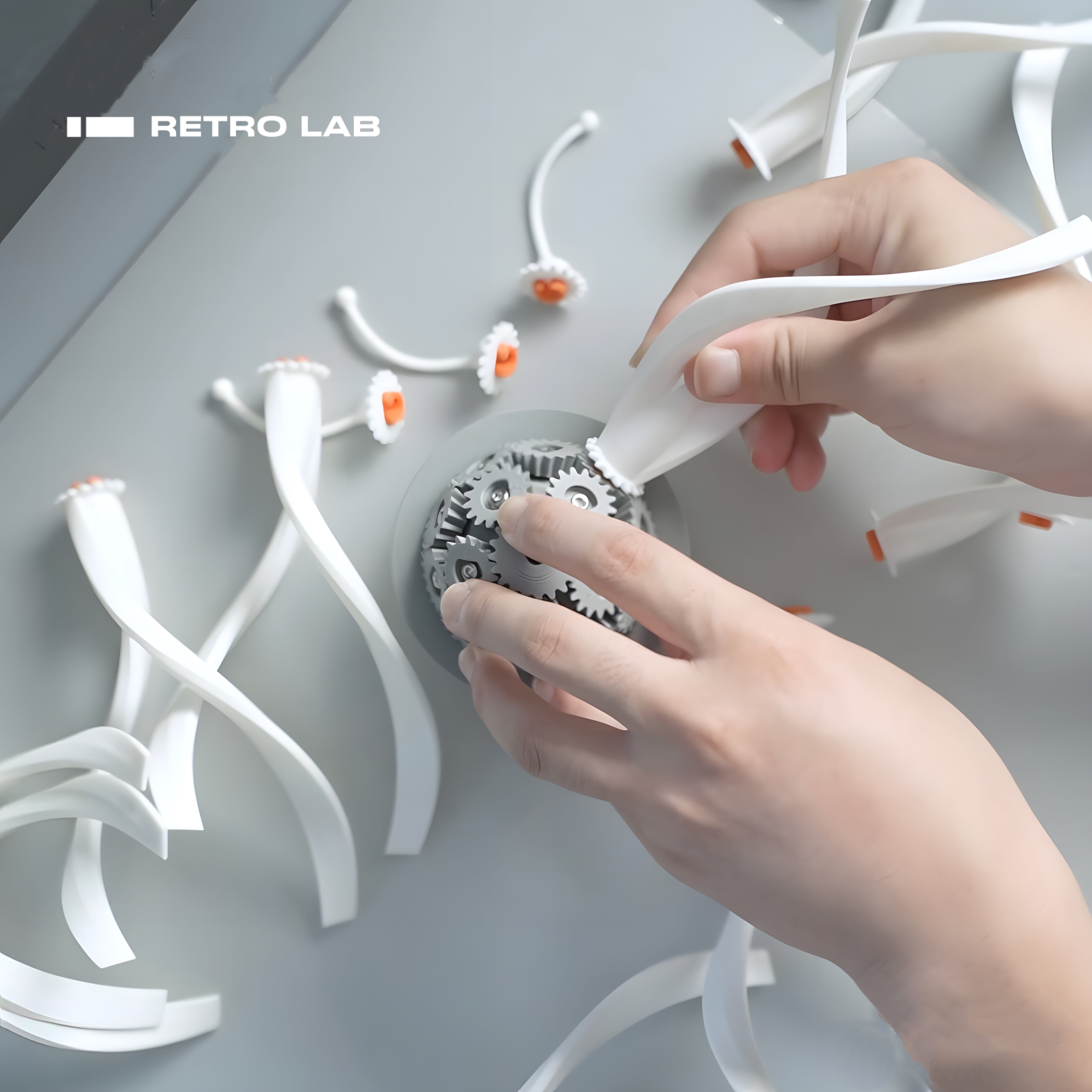 Iretrolab Mechanical Flower Kinetic Sculpture – 3D Printed DIY Creative Desktop Gift