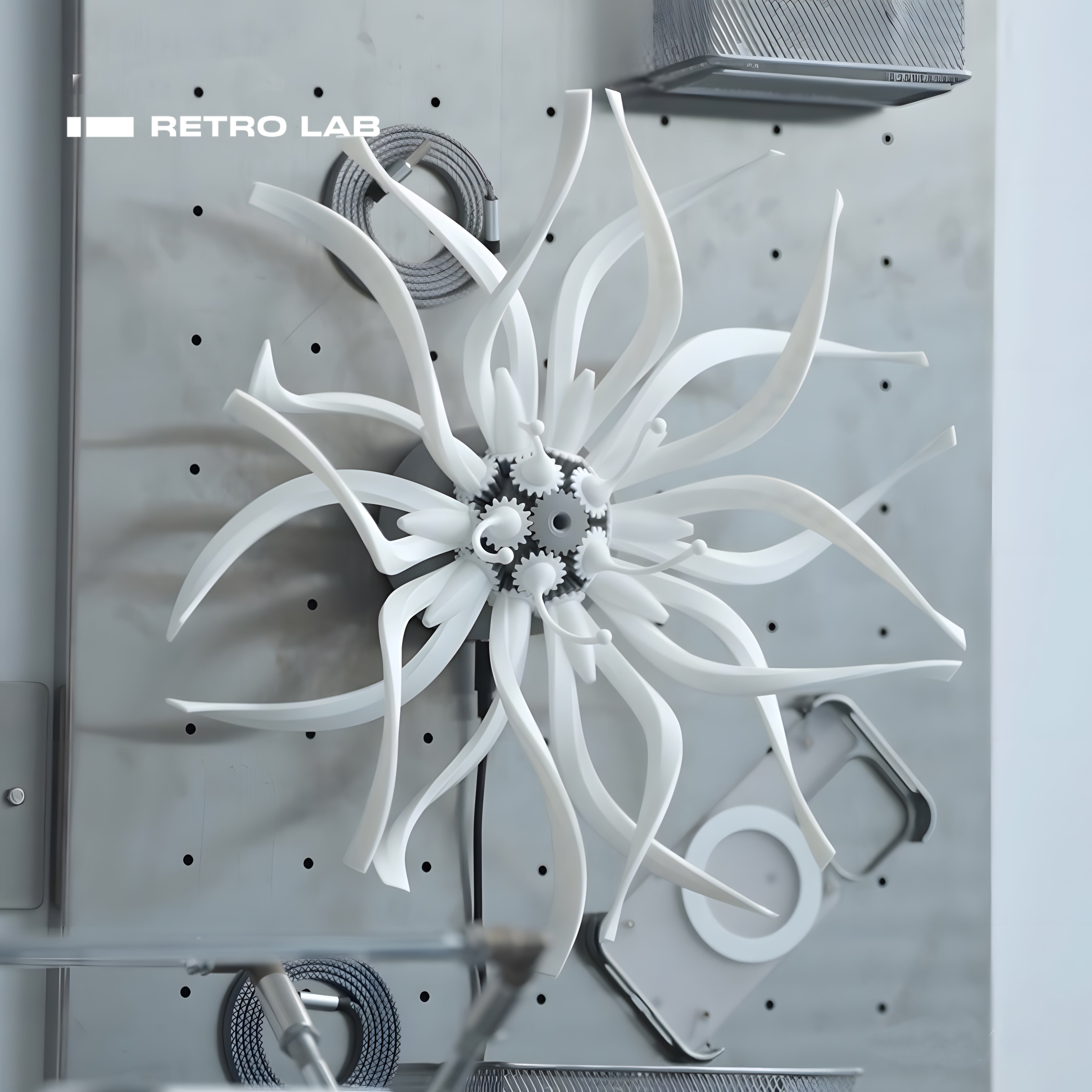 Iretrolab Mechanical Flower Kinetic Sculpture – 3D Printed DIY Creative Desktop Gift