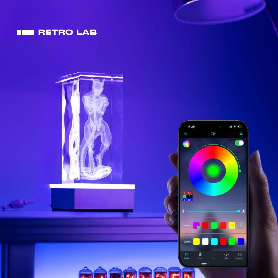 Iretrolab Crystal-Inspired RGB Lamp Base, Smart Metal Stand for Mood Lighting
