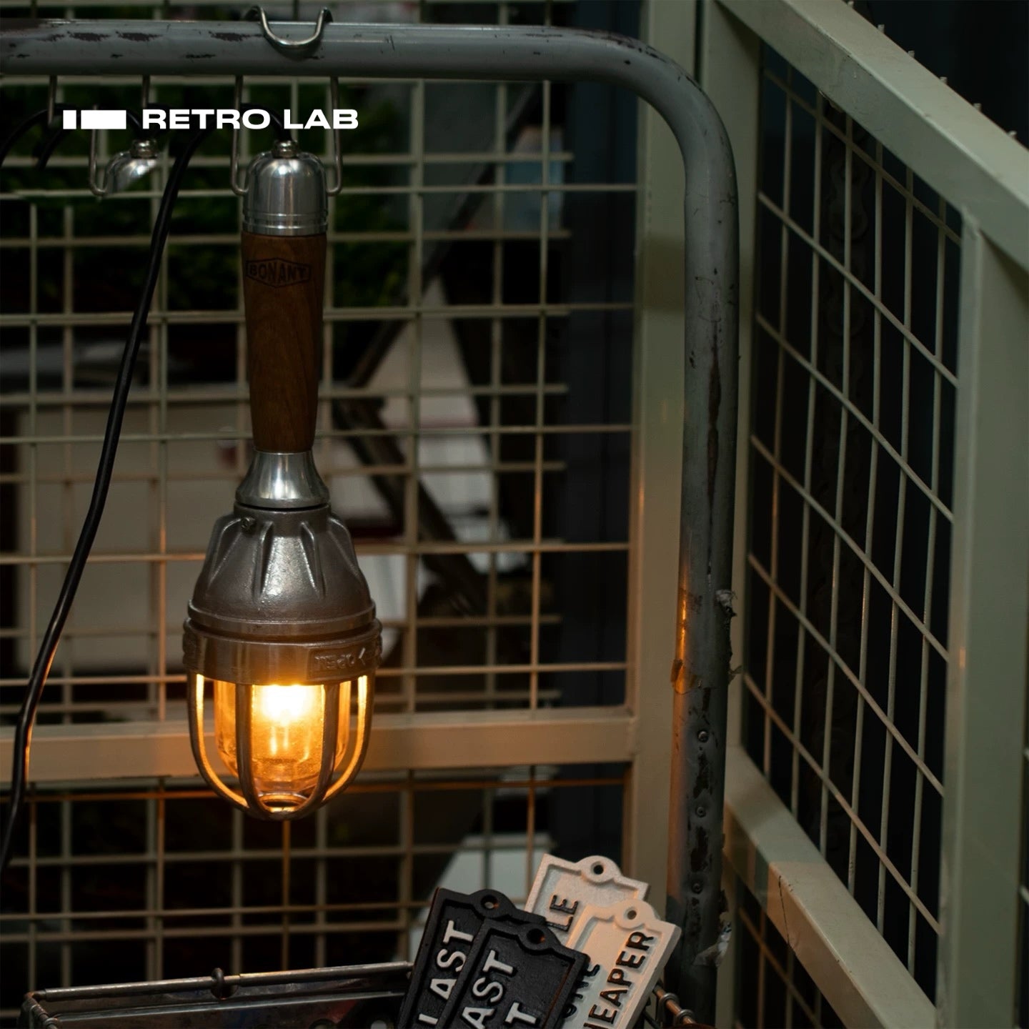 iretrolab Cast Aluminum Utility Light, Handheld & Hanging Industrial Lamp