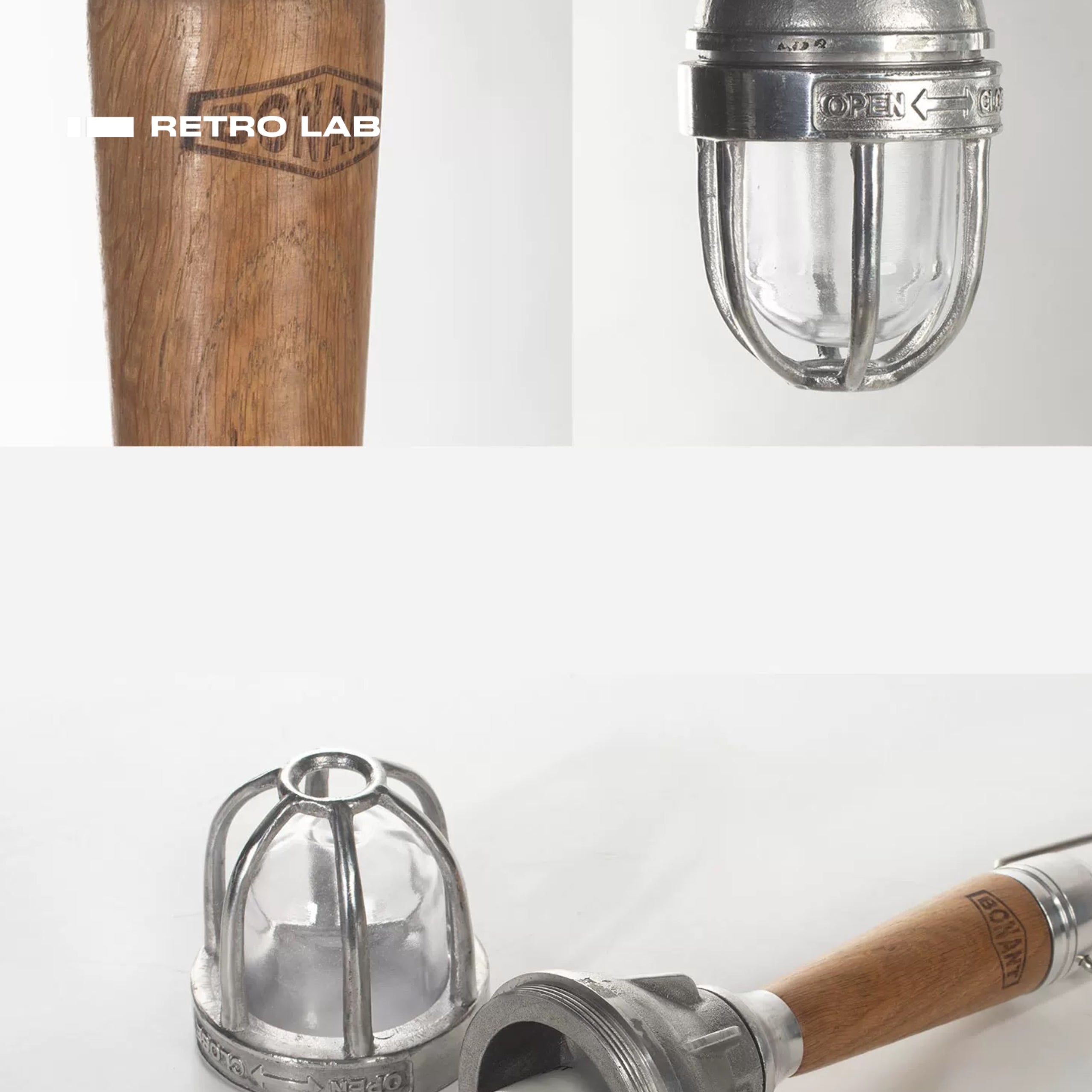 iretrolab Cast Aluminum Utility Light, Handheld & Hanging Industrial Lamp