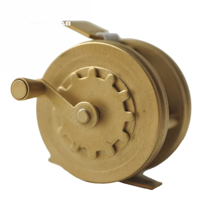 iretrolab Brass Hand-Crank Scroll, Original Vintage Flywheel Mini Tape Measure