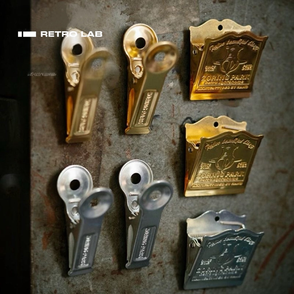 iretrolab Vintage Brass & Iron Magnetic Clips for Files and Small Items