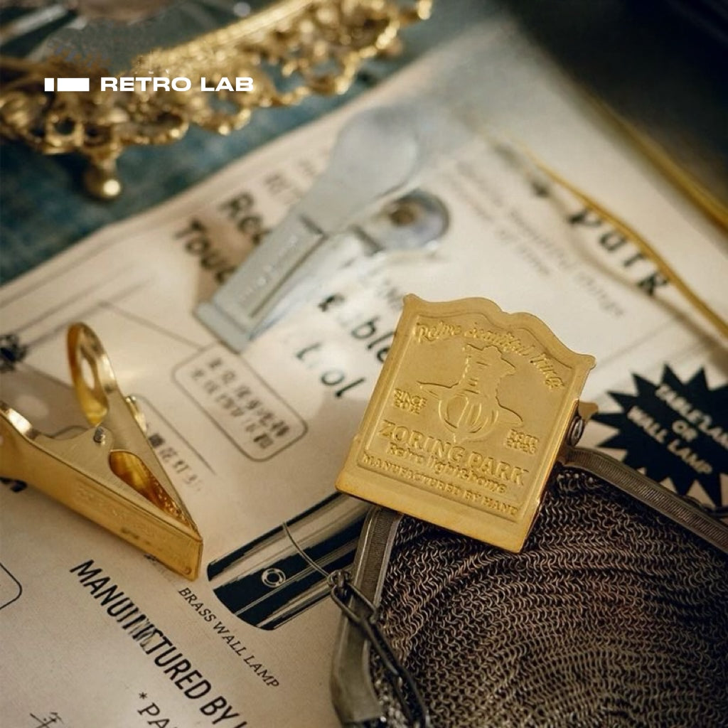 iretrolab Vintage Brass & Iron Magnetic Clips for Files and Small Items