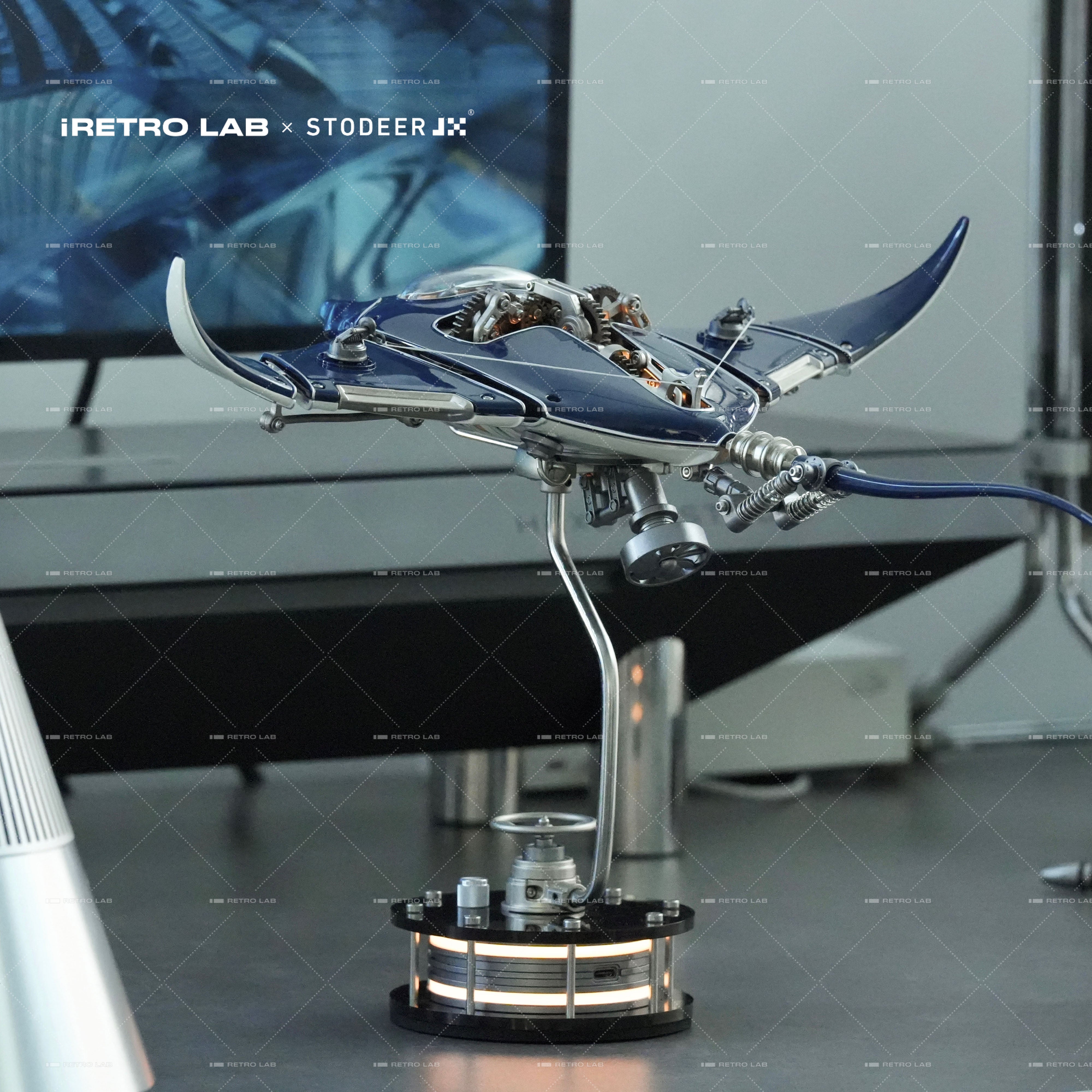 iretrolab Innovative Mechanical Metal Manta Ray Model-Perfect for Decorations and Gifts,Steampunk Style Advanced 3D Kinetic Sculpture kits  SD-01