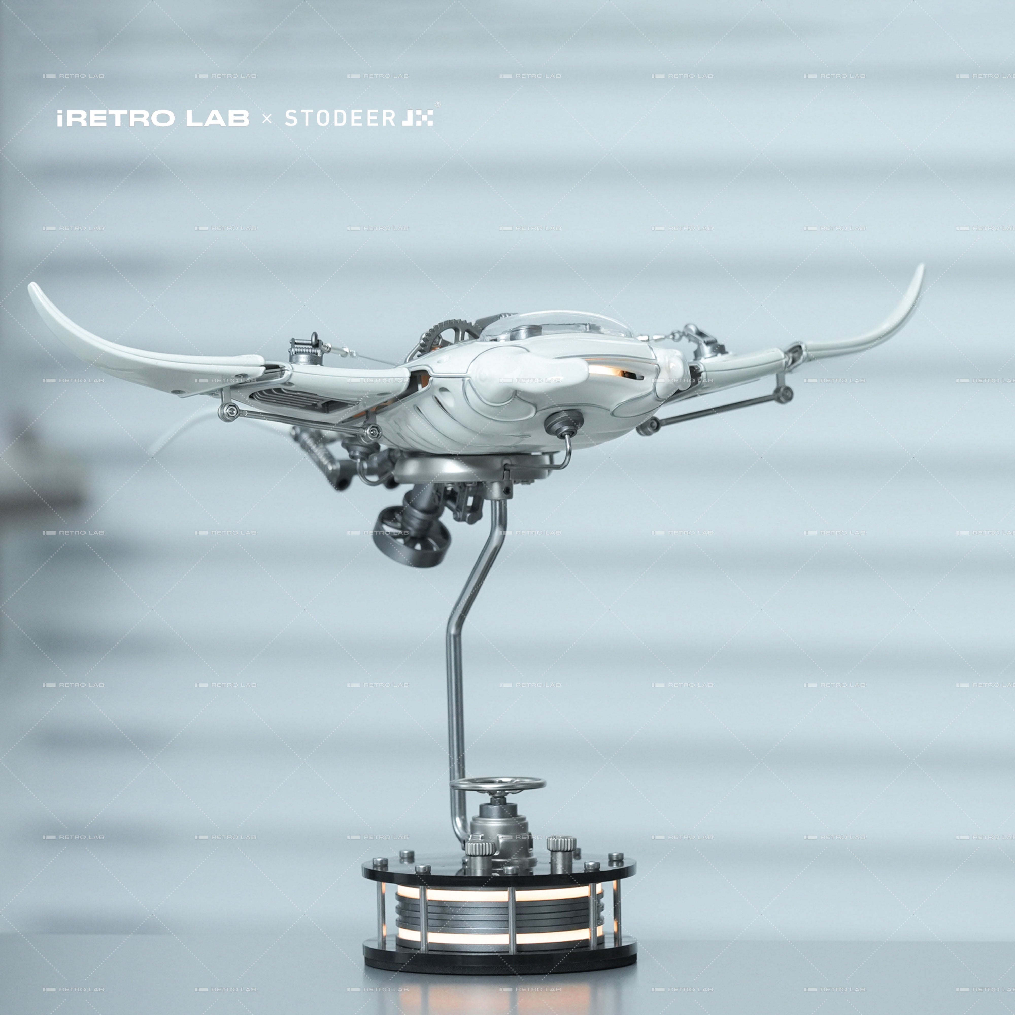 iretrolab Innovative Mechanical Metal Manta Ray Model-Perfect for Decorations and Gifts,Steampunk Style Advanced 3D Kinetic Sculpture kits  SD-01