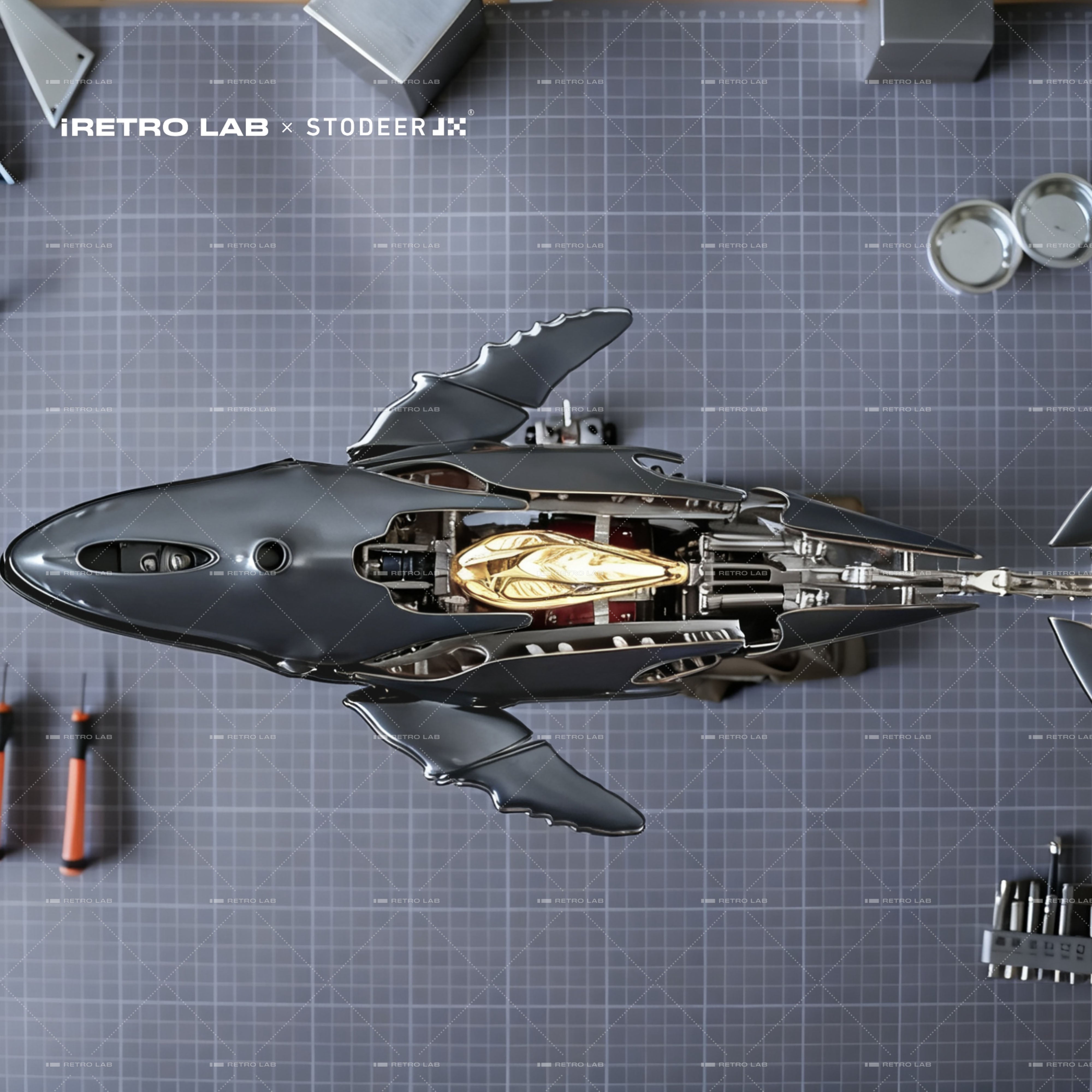 iretrolab Mechanical Metal Humpback Whale Model– Premium Steampunk 3D Metal Art model for Collectors, Decor & Gift Giving-SD-03