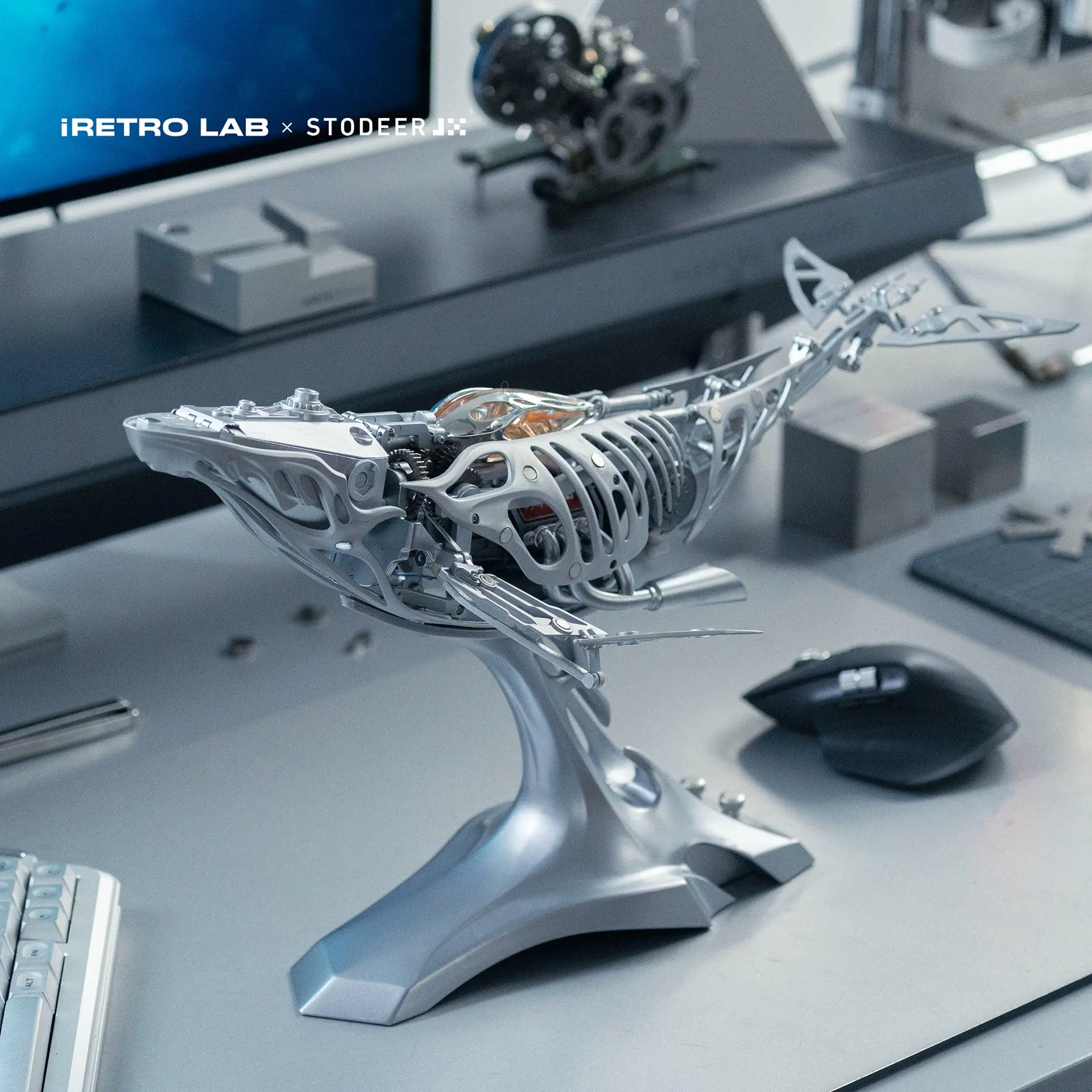 iretrolab Mechanical Metal Humpback Whale Model– Premium Steampunk 3D Metal Art model for Collectors, Decor & Gift Giving-SD-03