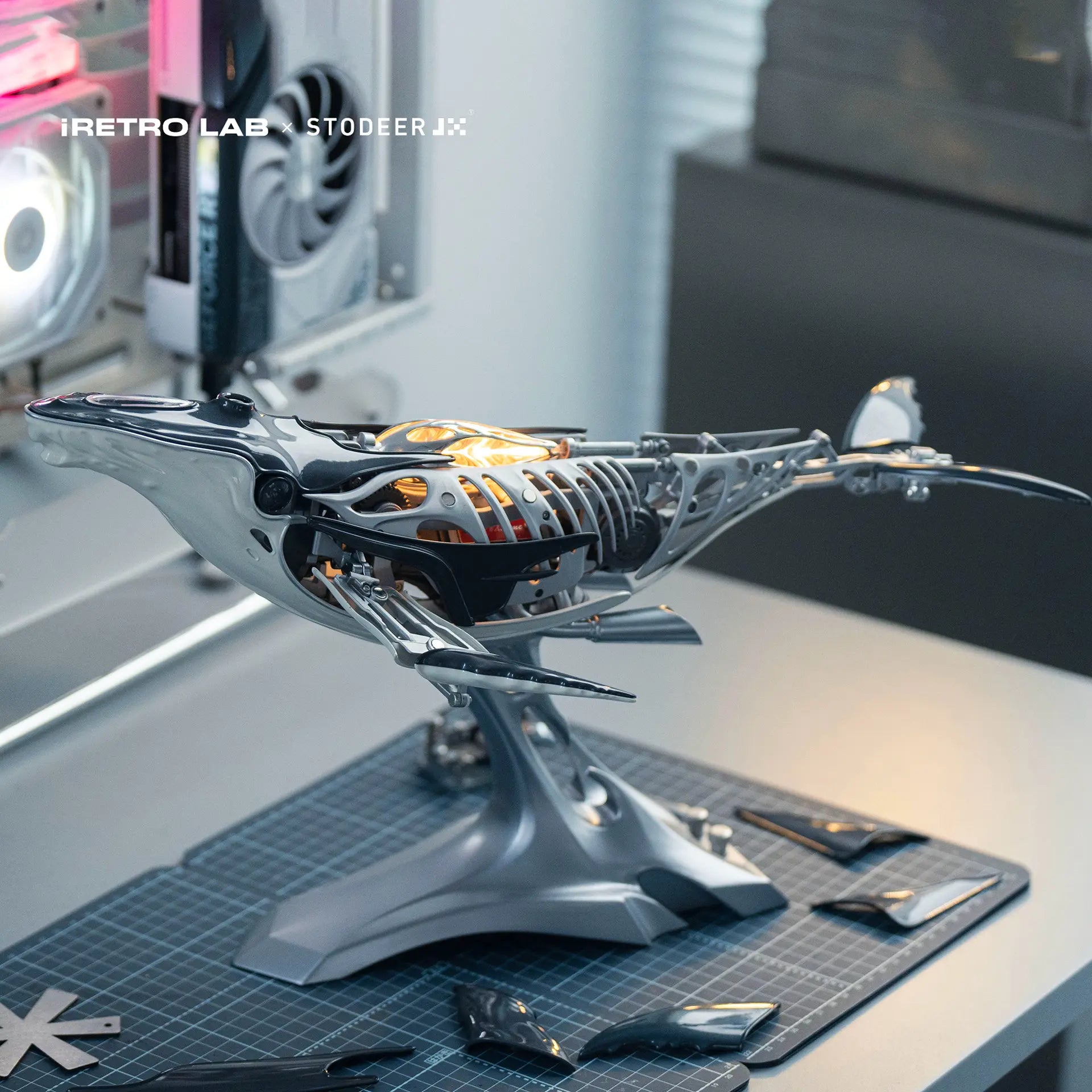 iretrolab Mechanical Metal Humpback Whale Model– Premium Steampunk 3D Metal Art model for Collectors, Decor & Gift Giving-SD-03