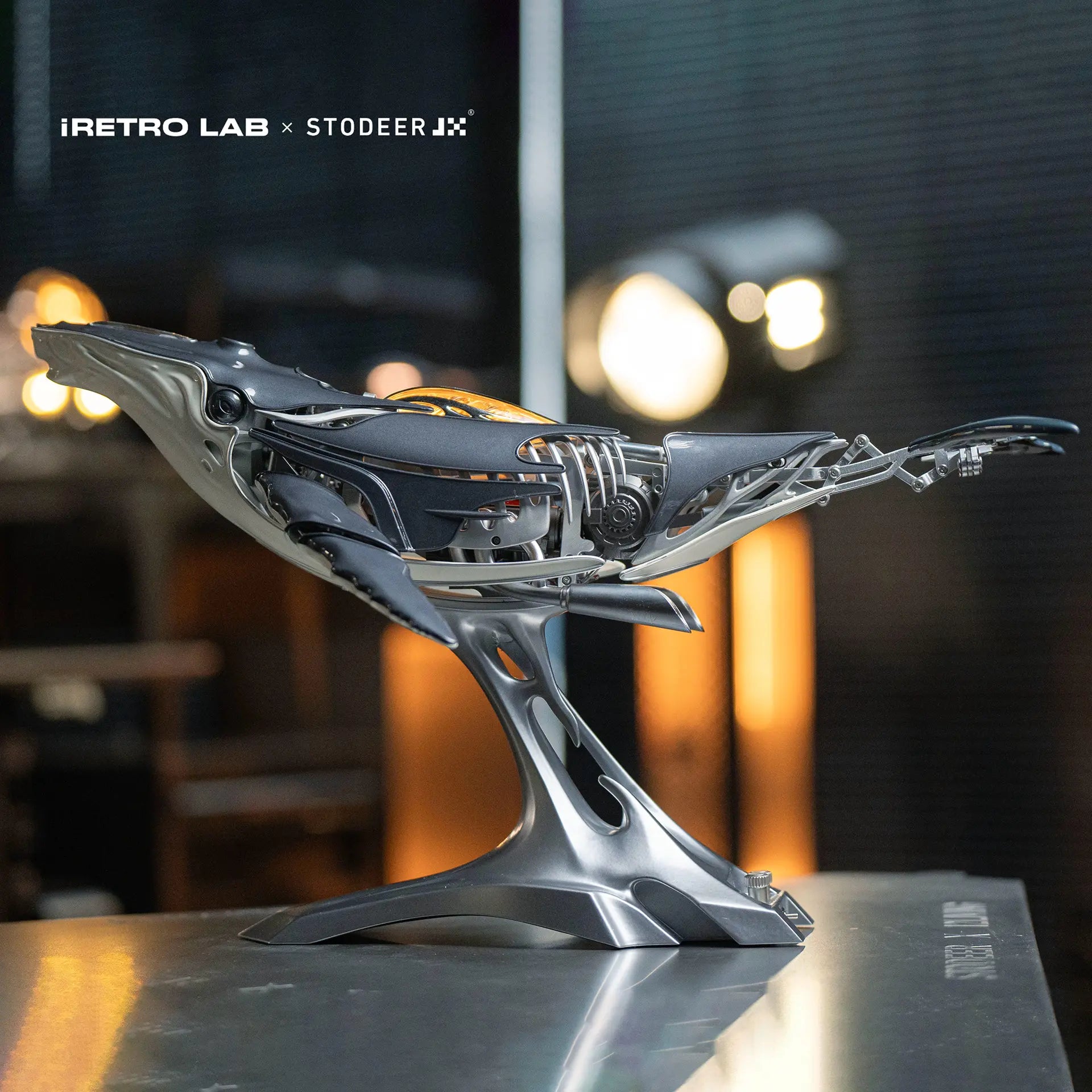 iretrolab Mechanical Metal Humpback Whale Model– Premium Steampunk 3D Metal Art model for Collectors, Decor & Gift Giving-SD-03