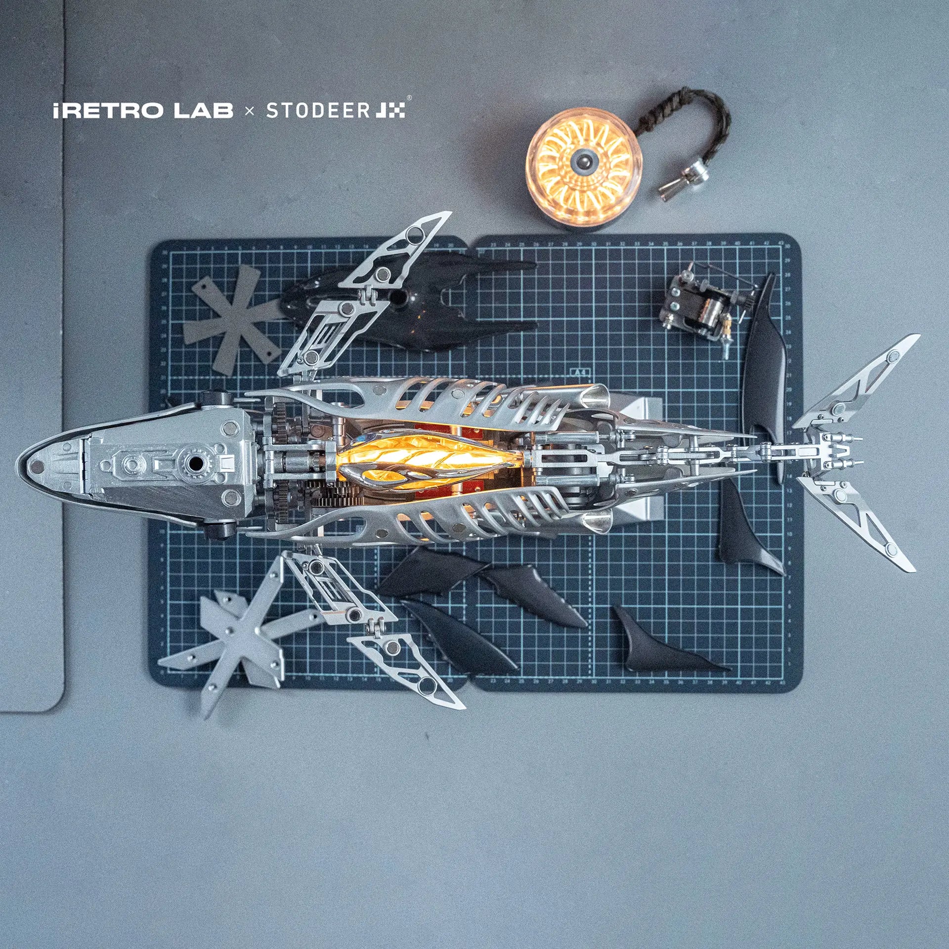 iretrolab Mechanical Metal Humpback Whale Model– Premium Steampunk 3D Metal Art model for Collectors, Decor & Gift Giving-SD-03