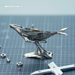 iretrolab Humpback Whale Mini Sculpture,Collectible Metal Desk Ornament