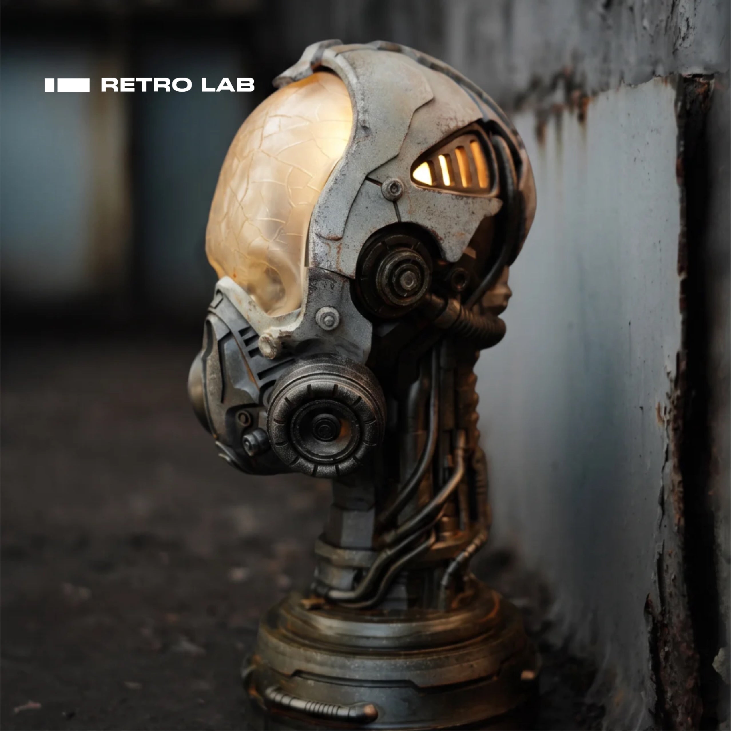 iretrolab Steampunk Skull Sculpture Lamp,Vintage Industrial Ambient Light