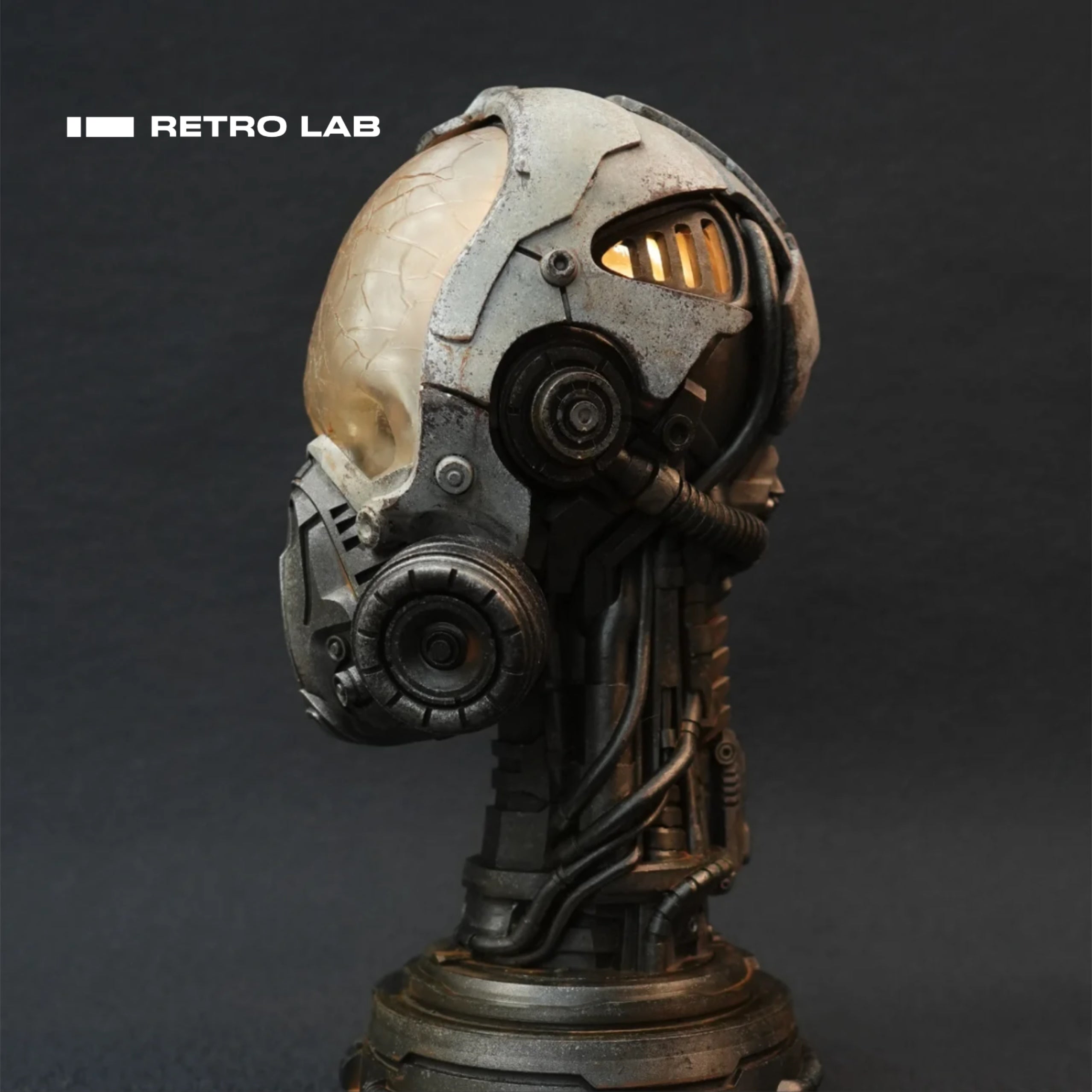 iretrolab Steampunk Skull Sculpture Lamp,Vintage Industrial Ambient Light