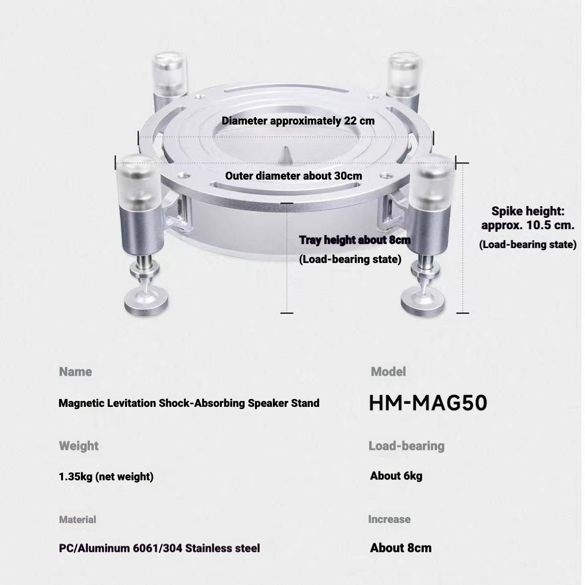 iretrolab Magnetic-Levitation Shock-Absorbing Speaker Stand