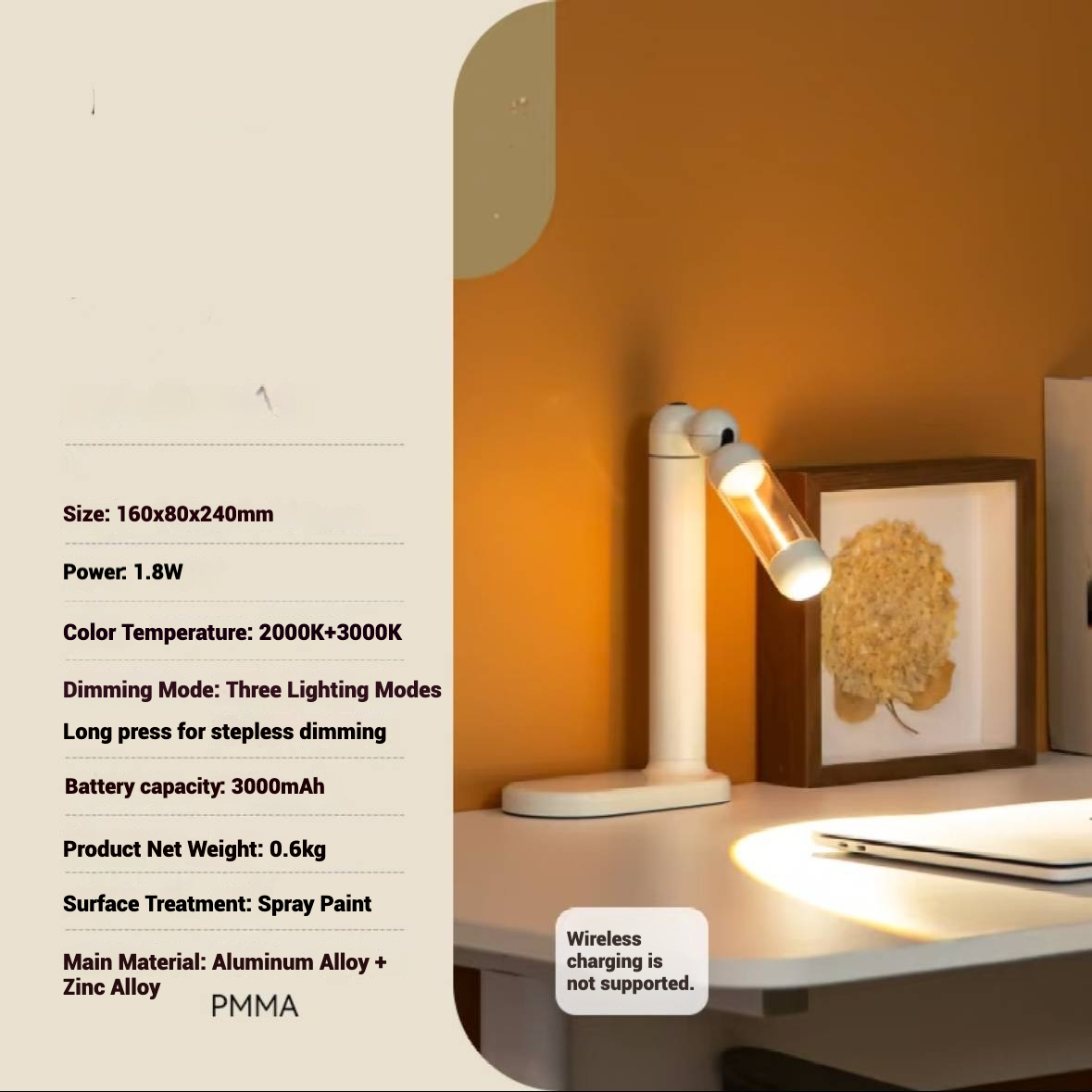 iretrolab Rhino Ambient Table Lamp, Creative Night Light with Rechargeable Design & Multi-Level Dimming