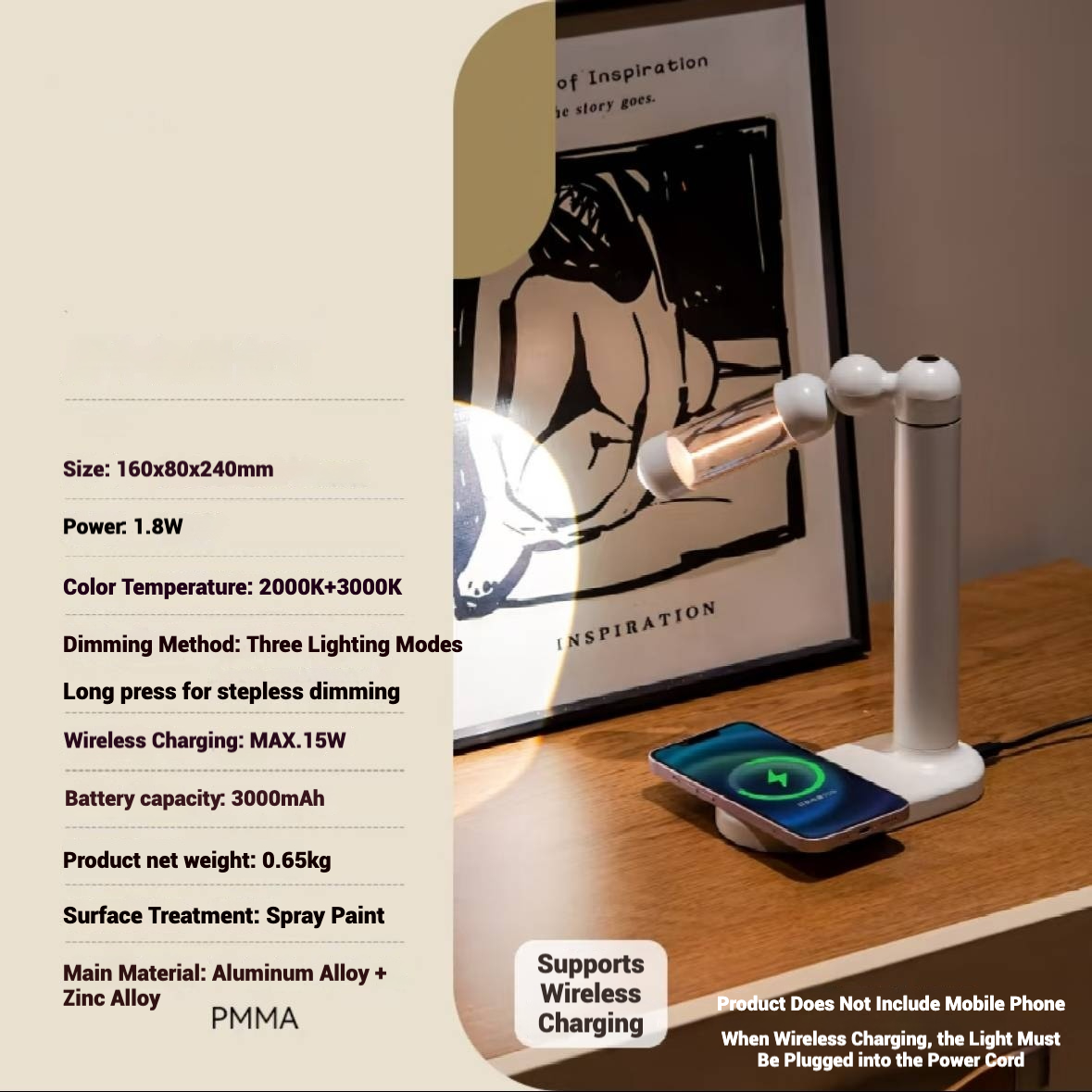 iretrolab Rhino Ambient Table Lamp, Creative Night Light with Rechargeable Design & Multi-Level Dimming