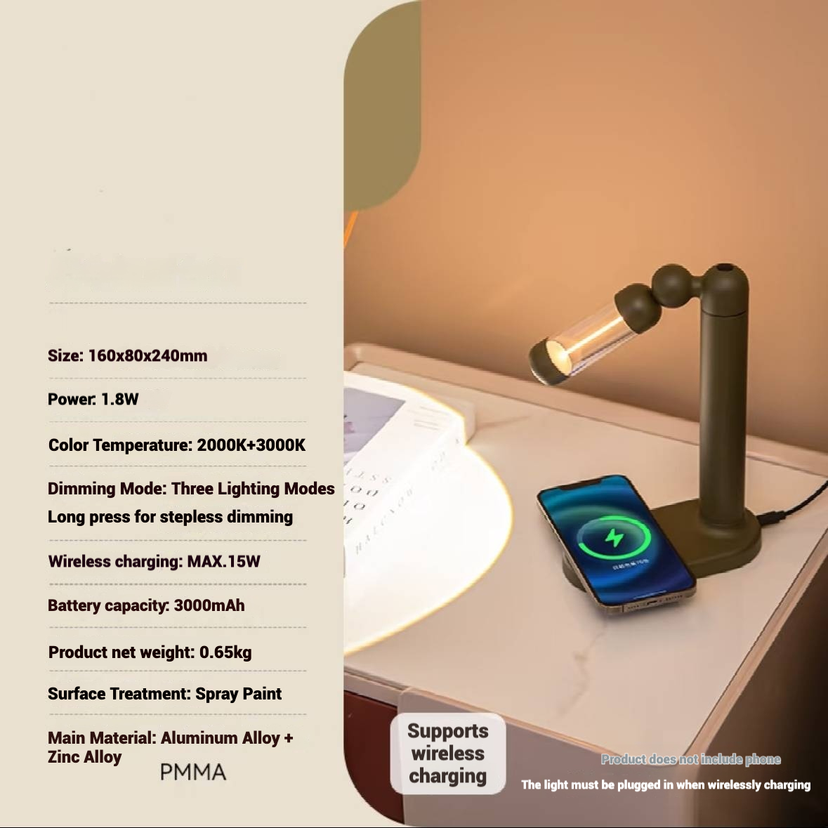 iretrolab Rhino Ambient Table Lamp, Creative Night Light with Rechargeable Design & Multi-Level Dimming